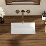 Couoko Undermout Bathroom Sink 21" x 13" Bathroom Vanity Sinks Undermount Rectangle White Ceramic Vanity Vessel Sinks with Overflow