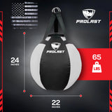 PROLAST Wrecking Ball Heavy Punching Bag for Adults, Hook and Uppercut, Body Snatcher, Boxing, MMA, Muay Thai Training Equipment, Filled, 65 lbs, Rhino White
