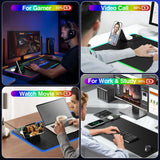 XXL RGB LED Gaming Mouse Pad with Magnetic Wireless Charger & Foldable Phone Holder, 31.5"x15.8" Extended Ultra-Smooth Desk Mat, 25 Lighting Effects, Non-Slip Base, Includes 20W PD Adapter