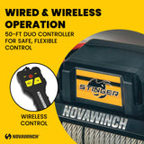 Novawinch Stinger 12000 lb Electric Winch - 12V Truck Recovery System for Trailer and Off Road Use - IP68 Weatherproof Motor with Pull and Turn Freespool Clutch - Duty Wired Control - Mount Design