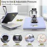 15x15 Heat Press, Digital Shirt Press Heat Up Fast & Even, Pro Pull Out Heat Press Lower Platen Slide Out Heat Transfer AKEYDIY