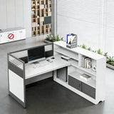 Modern Cubicle Office Workstation Desk with Privacy Panels, Modular Multi-Person Partition Desk, Computer Desk with Storage & for Office, Call Center & Team Workspace (A-Right, 1 P)