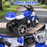 Winfire 6V Kids Electric Motorcycle, 3 Wheels Ride on Motorbike for Boys Girls Ages 3-8, Connect with Phone, Electric Toy Motorcycle with Headlight, Horn, Music, MP3, USB, Kid's Car for Boys and Girls