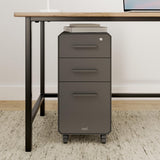 Vari Slim File Cabinet - Three Drawer Office Filing Cabinet, Modern Mobile Pedestal with Heavy-Duty Steel - Lockable Storage with Roll-and-Lock Caster Wheels