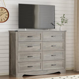 BORNOON 8-Drawer Dresser for Bedroom, Modern Wooden Chest of Drawers with Metal Handles, Anti-Tipping Design, Sturdy and Stable Storage Organizer for Living Room, Entryway, Home Office