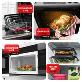 EATEX 8-Piece Deep Glass Casserole Dishes for Oven with Plastic Lids, Glass Baking Dishes for Oven, Rectangular Bakeware for Lasagna, Cooking, Leftovers, Kitchen, Freezer to Oven Dishwasher Safe