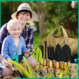 Gardening Tools Garden Tool Set, Stainless Steel Heavy Duty with Non-Slip Grip, Storage Tote Bag, Outdoor Hand Tools