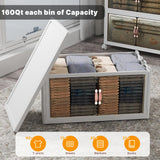 UAMFURI Extra Large Stackable Storage Bins with Lids & Wheels & Door, 480QT-160QT/40GAL*3Pack Foldable Collapsible Closet Organizers, Plastic containers drawers for bedroom Dorm