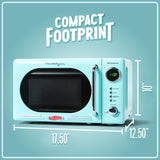 Nostalgia Countertop Microwave Oven with Easy Clean Interior - Retro Microwave with LED Display & Child Lock- Compact 0.7 Cu. Ft. Oven With 12 Pre-Programmed Settings for Quick Cooking- 700-Watts-Aqua