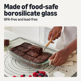 Amazon Basics Glass Baking Dishes with BPA-Free Lids, 6-Piece Set, Borosilicate Glass, Dishwasher and Oven-Safe, Linen Gray