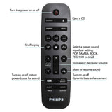 PHILIPS FX10 Bluetooth Stereo System for Home with CD Player , MP3, USB, FM Radio, Bass Reflex Speaker, 230 W, Remote Control Included