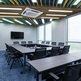 Folding Conference Table for 8 People, Flip Top Thicken Grey Tabletop, BlackWoodGrain Meeting Desk for Conference Rooms Offices (61.0")