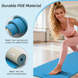 Yoga Mat Thick, 72"x32"x0.4"Th (10mm), Wide Non-Slip Exercise Mat with Carry Strap, Double-Sided POE Fitness Mat (Blue+Milk Coffee)