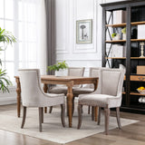 MOOLSUN Fabric Dining Chairs Set of 8, High Back Side Chairs, Modern Padded High-End Tufted Upholstered Chairs with Button-Tufted Back & Rear Pull Tabs, Solid Wood Legs C-Beige-(Wood Legs)