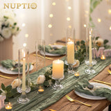 NUPTIO Hurricane Candle Holder for Centerpiece: Set of 6 Glass Candlestick Taper Holders with Open Ended Cover - Tapered Candle Stick Stand for Thanksgiving Christmas Fireplace Dining Table Decor