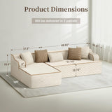 SUNSHINE VALLEY 104" 4-Seat Sectional Boneless Couch Living Room Beige
