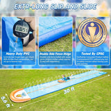 Slip Water and Slide, 30ft Extra Long Lawn Water Slides for Kids Adults, Double Lanes Racing Backyard Summer Sprinkler and Splash Water Toy, XL Slip Waterslide with Inflatable Bodyboards Garden Toy