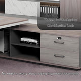 L Shaped Executive Desk with Storage, 5cm Thick Desktop, Cable Grommet