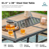 MFSTUDIO 7 PCS Patio Dining Set, 61.5"×38", Wrought Iron Table