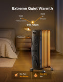 Oil Filled Radiator Heater for indoor use Large Room Safe with Thermostat, 1500W, Black PELONIS