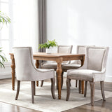 MOOLSUN Fabric Dining Chairs Set of 4, High Back Side Chairs, Modern Padded High-End Tufted Upholstered Chairs with Button-Tufted Back & Rear Pull Tabs, Solid Wood Legs C-Beige-(Wood Legs)