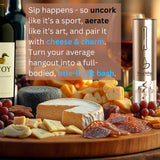 Electric Wine Opener Set with Base and Accessories (Rechargeable Stainless Steel Corkscrew, Dispenser, Foil Cutter Tool, Stopper) | Lovers Gift for Housewarming, Birthday, Registry