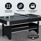 6 Ft Pool Table, with Ping Pong Multi Game Combo Tables for Family Recreation Game Rooms Hathaway