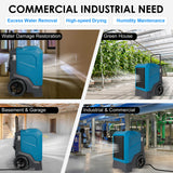 310 Pints LGR Commercial Dehumidifier with Built-In Pump and Drain Hose – Portable, Heavy-Duty Dehumidifier with Wheels MOUNTO