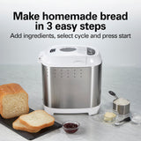 Digital Electric Bread Maker Machine Artisan and Gluten-Free, 2 lbs Capacity, 14 Settings, White and Stainless Steel Hamilton Beach