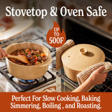MAGNIFIQUE Slow Cooker, 4.5 Quart 8-in-1 Clay Pot Multi-Cooker, Non-Toxic Slow Cooker with Removable Clay Pot, for Rice, Pasta, Steam & Proof, Nonstick, Oven Safe Pot to 500°F, Brown