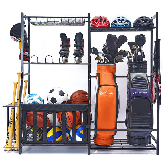 WALMANN Garage Sports Equipment Organizer, Golf Bag Stand for Garage Ball Storage Rack Indoor/Outdoor WALMANN
