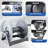 FIXFANS Pressure Washer Hose Reel 300FT x 3/8" / 500FT x 1/4", Manual Crank