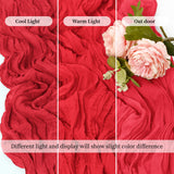 10 Pack Red 17 x 108 Inch Cheesecloth Table Runner - Boho Gauze Sheer Fabric for Wedding Baby Shower Party Home Decor