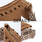 tutuebobe Small Boho Crochet Purse for Women Slouchy Beach Handwoven Crossbody Bags Vacation Shoulder Bag Purse Wide Shoulder Strap (brown)