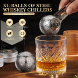 Whiskey Smoker Kit with Torch - Old Fashioned Cocktail Smoker Kit with 6 Flavors Wood Chips | 2 XL Stainless Steel Ice Balls & 2 Glasses (No Fuel Included)