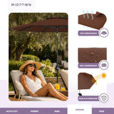 Midtown Umbrellas - The Lean 8 Ft Patio Umbrella with Fade-Resistant Sunbrella Fabric, Auto-Tilt Aluminum Frame and 8 Reinforced Ribs for Deck, Pool & Garden - Bay Brown Canopy, Black Pole