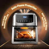 Stainless Steel Air Fryer Ceramic 12 in 1, Dual-Blazes in Steel Housing, 6QT 2-3 Servings Visible 8.27" Basket (Silver)