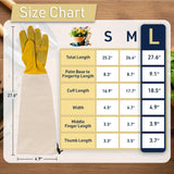 Long Garden Gloves for Men and Women - Breathable Canvas and Thorn Proof Leather Gardening Gloves (Large)