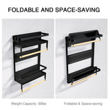 Paper Towel Holder with Shelf, 2-in-1 Magnetic Shelf, Heavy Duty Rustic Paper Towel Holder with 5 Removable Hooks, Tissue Holder for Tool Shed, Garage, Workbench, Kitchen, Craft Room, or Laundry Room