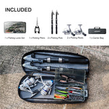 Fishing Rod Reel Combo - 2PCS 6.89ft Collapsible Rods 2PCS Spinning Reels Lures Set Fishing Pliers Carrier Bag for Travel Saltwater Freshwater Fishing Telescopic Fishing Pole Kit