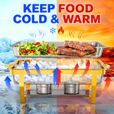 Trivico Chafing Dishes for Buffet 4 Pack(Full 1/2 1/3 Size Pan), 9QT Chafing Dish Buffet Set Stainless Steel Buffet Food Warmers Sets for Catering Events Parties Dinners,Gold and Silver