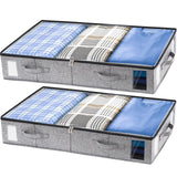 combocube 2 Pack Under Bed Storage Containers, Stackable Closet Organizers and Storage Bins with Sturdy Support, Foldable Underbed Clothes Storage Box for Blanket, Comforter, Sweater, Pillows, Shoes
