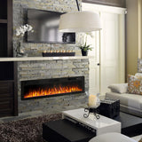 BOSSIN 72 inch Ultra-Thin Silence Linear Electric Fireplace, Recessed Wall Mounted Fireplace, Fit for 2 x 4 and 2 x 6 Stud, 12 Adjustable Flame Color & Speed, Remote Control with 8h Timer