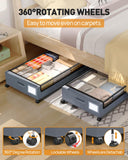YEEBONIX Under Bed Storage with Wheels, Square Under Bed Storage Containers, 4 Pack Under The Bed Storage Bins, Under Organizer with Clear Lids-60L Rolling Underbed Storage For Clothes, Shoes...