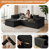 79" Modular Sectional Sofa, Boneless Convertible Sleeper Sofa Bed, Modern Tri-Folding Cloud Couch with L-Shape Chaise, Corduroy Futon for Living Room Small Spaces Apartment, No Assembly