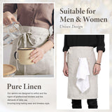 TRITON LINEN Pure Linen Apron - 25 x 35 Inch Bistro Half Apron with Large Pocket Unisex Waist Aprons Ideal for Kitchen Crafts and More (Natural Linen)