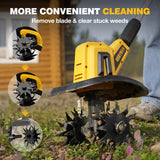 Alloyman 20V Cordless Tiller Cultivator, 360RPM Electric Garden Tiller, with 2 * 2.0Ah Batteries & Charger, 9In Tilling Width and 6.6In Depth