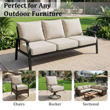 LOOFRA 6" Thick Outdoor Chair Cushions, 24 x24 Inch Patio Furniture Cushions Set of 6 with Water Resistant & Removable Cover, UV Resistant, 30D High Density Sponge Patio Cushion, Beige