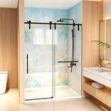 LOHCEH Shower Door,44-48" W x 76" H Sliding Frameless Shower Door,Adjustable Width,5/16"(8mm) SGCC Tempered Glass,Stainless Steel Hardware,Black