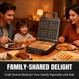 FineMade Panini Grill Press Breakfast Sandwich Maker 3 in 1, Electric Griddle Panini Press, Grilled Cheese Maker, Sandwichera Electrica, Belgian Waffle Maker with Removable Plates